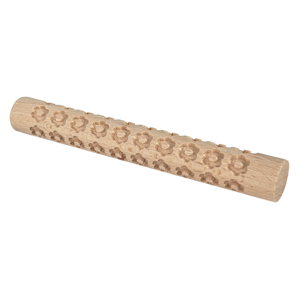 Roller de Madera con Textura Flores 15cm
